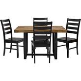 5 Piece Distressed Dining Set in Reclaimed Barnwood/Black